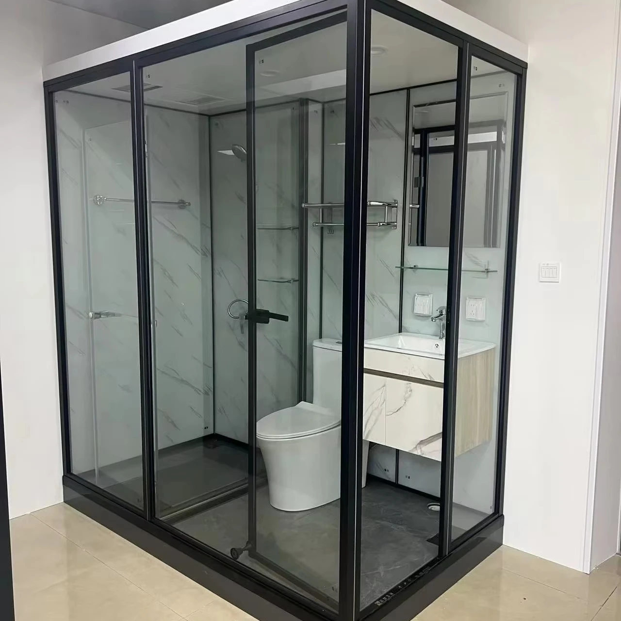 Modern Luxurious Glamping Bathroom Prefab Shower Cubicle Integrated Shower Room Unit for Comfortable Camping Experience