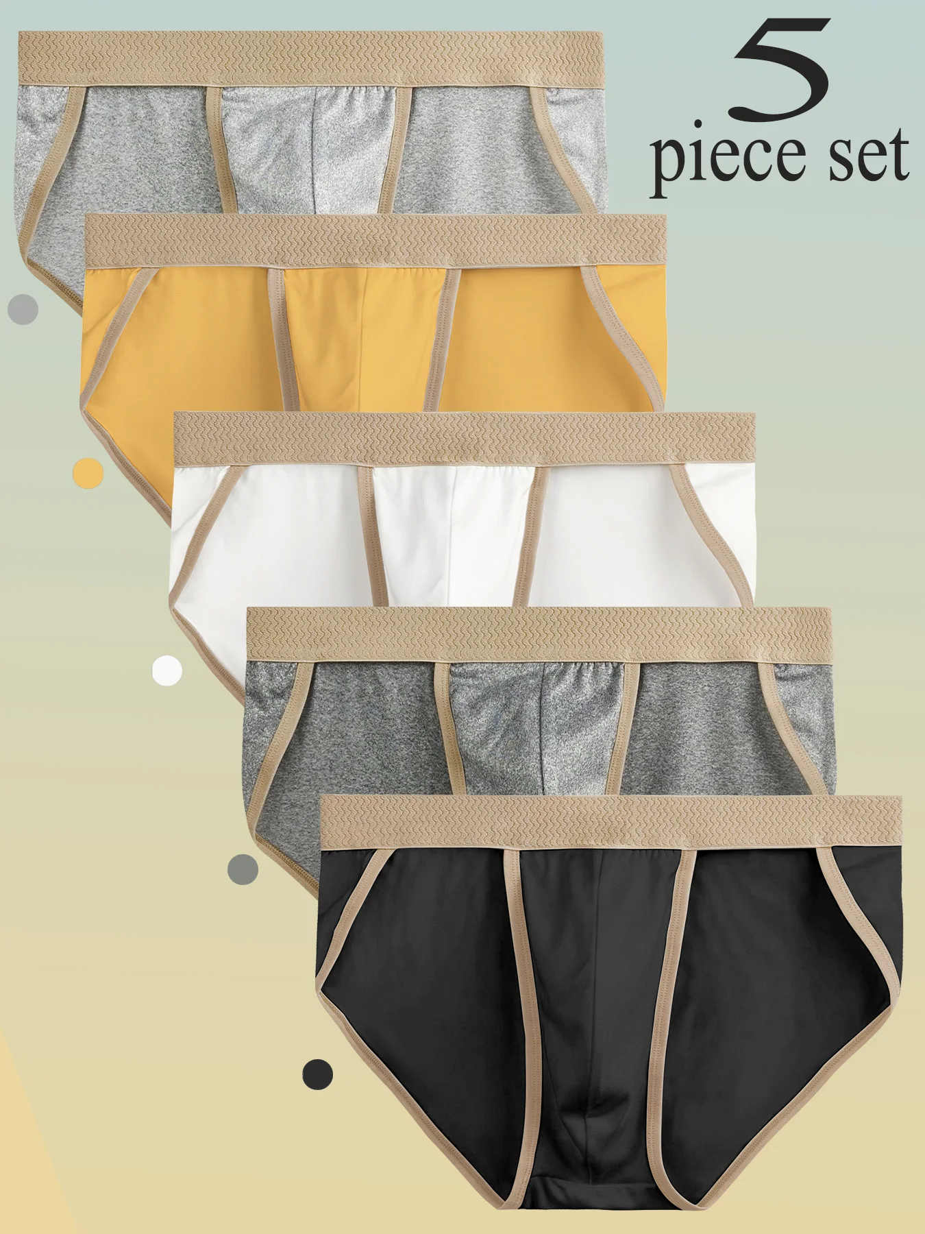 

5 шт. мужские трусы, удобный и дышащий, простой и разноцветный повседневный комплект нижнего белья