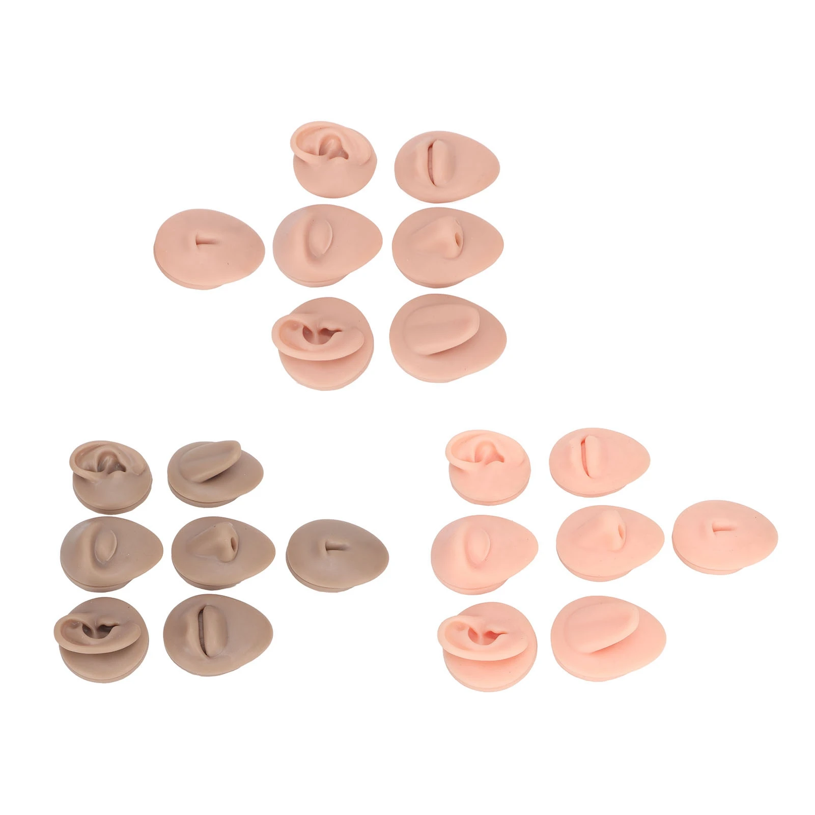 Silicone Ear Model Silicone Body Practice Model Simulation Silicone Ear Eye Nose Mouth Tongue and Belly Button Model for Novice