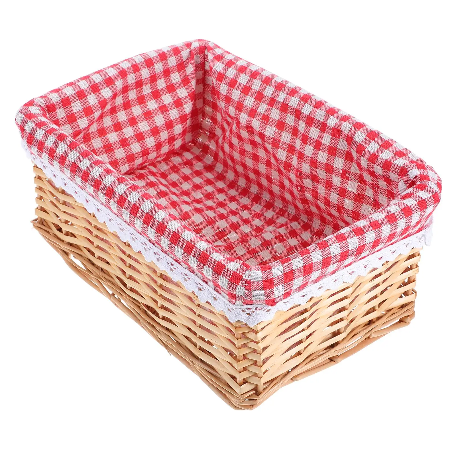 

Wicker Storage Basket 30x20x12cm Rattan Baskets Small Rectangular Portable Decorative Seagrass Bathroom Shelf
