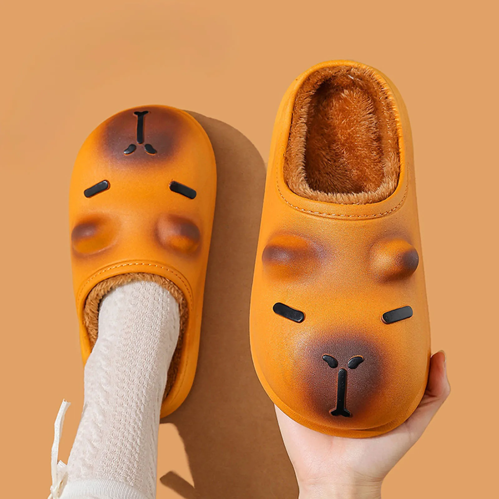 

Тапочки с капибарой, непромокаемая теплая детская домашняя обувь, мягкие плюшевые домашние пинетки, детские домашние детские тапочки для маленьких мальчиков