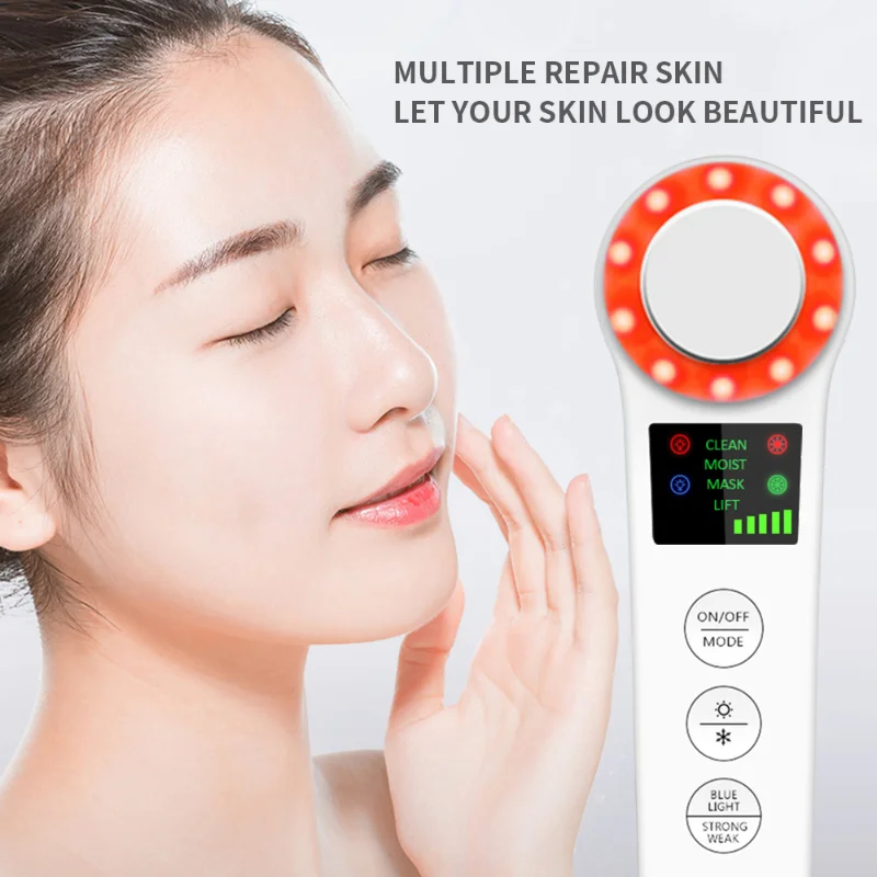 Multifunctionele V-Gezichtsverzorging Gezichtsverzorging Gezichtsmassage Led Licht Heet Koel Gezicht Lifting Rimpel Verwijdering Huid Massage Wijting Machine