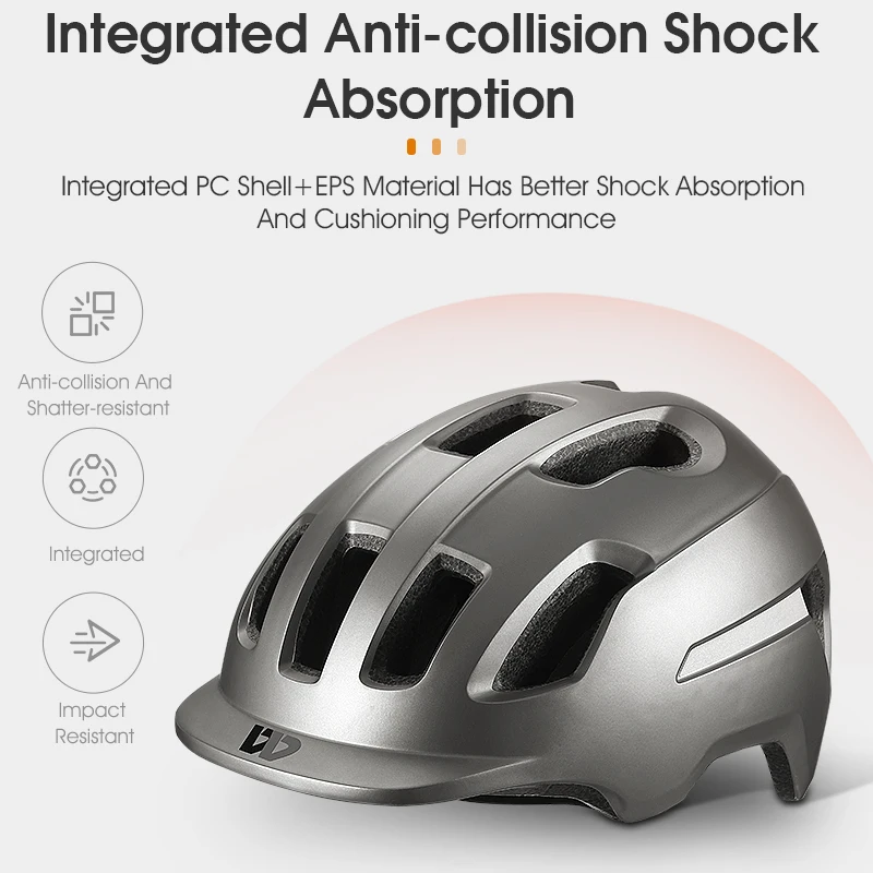 WEST BIKING Urban Leisure Commuter Helmet Integrated Molding Comfortable Breathable PC Shell Bicycle E-Bike Safety Helmet Unisex