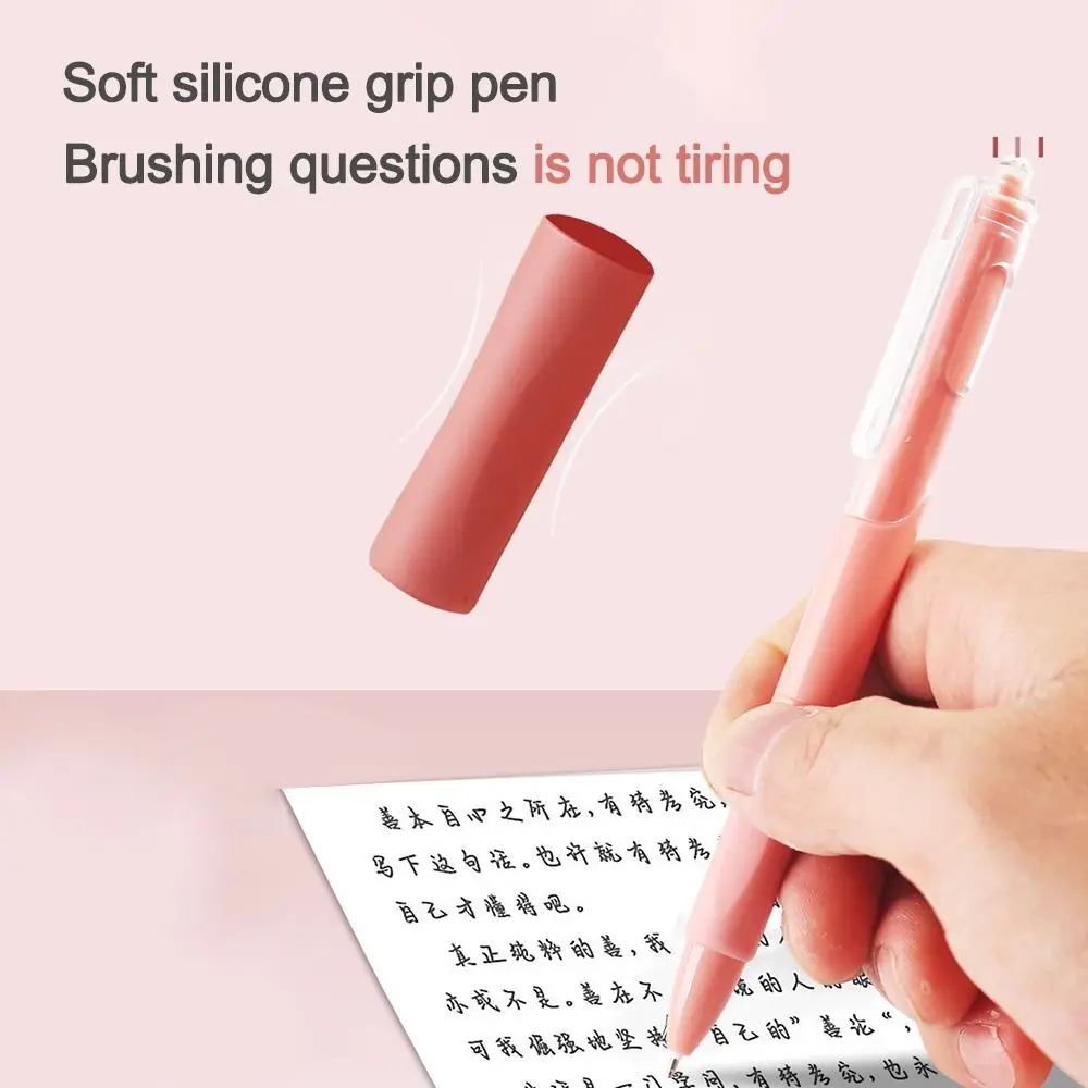

5PCS New Soft Grip Gel Pen 0.5mm Quick Drying Black Pen Neutral Pen Writing Tool