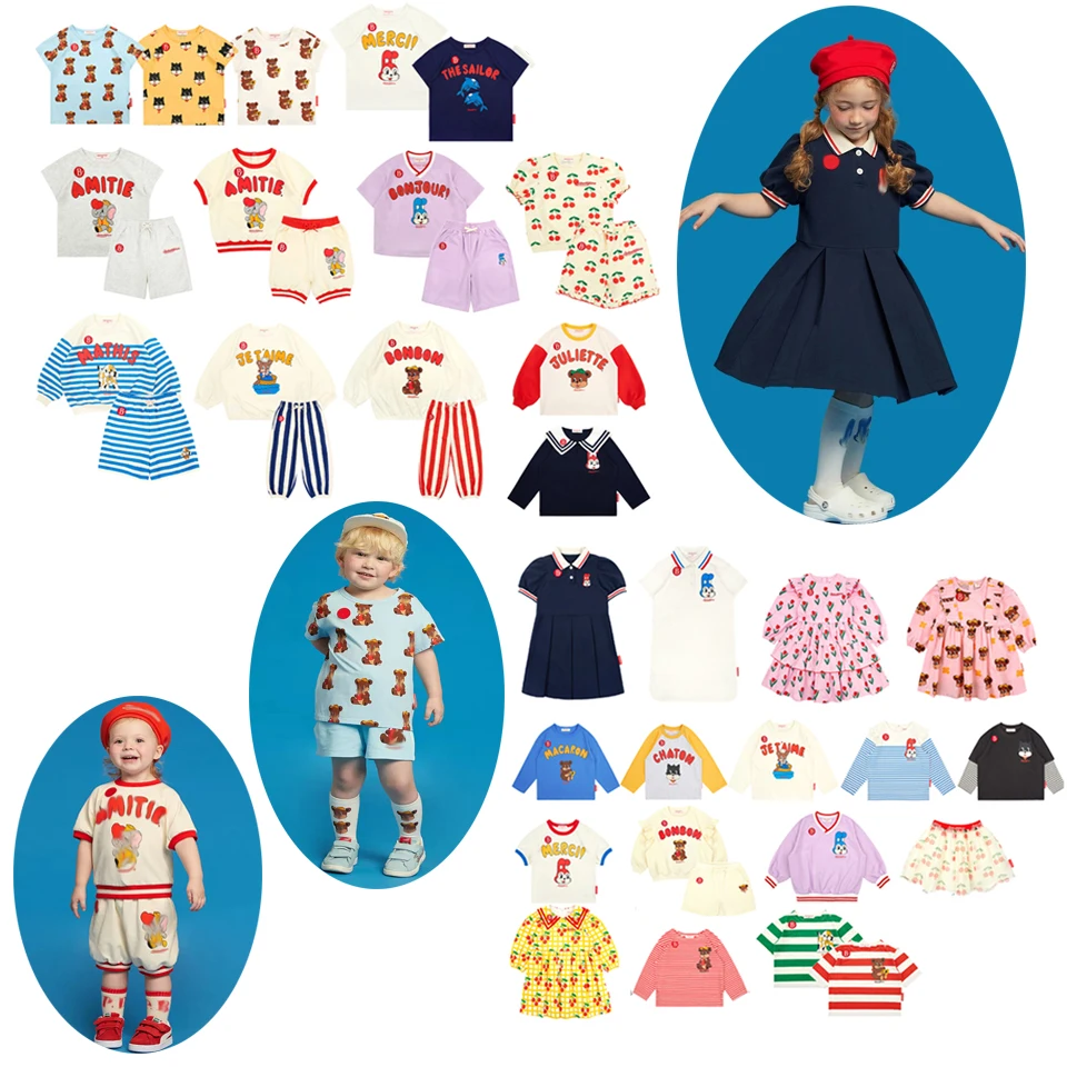 BEBE Kids Clothing 2026 Summer Girls Dresses Short Sleeve T-Shirt Shorts Sweatshirts Pants Cotton Cartoon Toddlers Boys Outwear