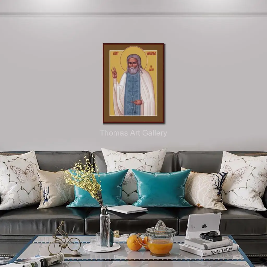 Orthodox Christian Icon Saint Seraphim of Sarov Byzantine Style Canvas Wall Art HD Print Religous Church Prayer Room Decor Gift