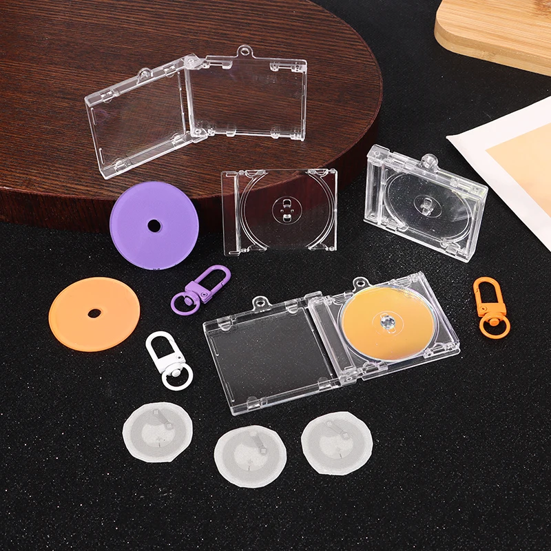 Mini CD Case Keychain with NFC Blank Album Bag Charm DIY Peripheral Memorial Keyring Decoration Gift