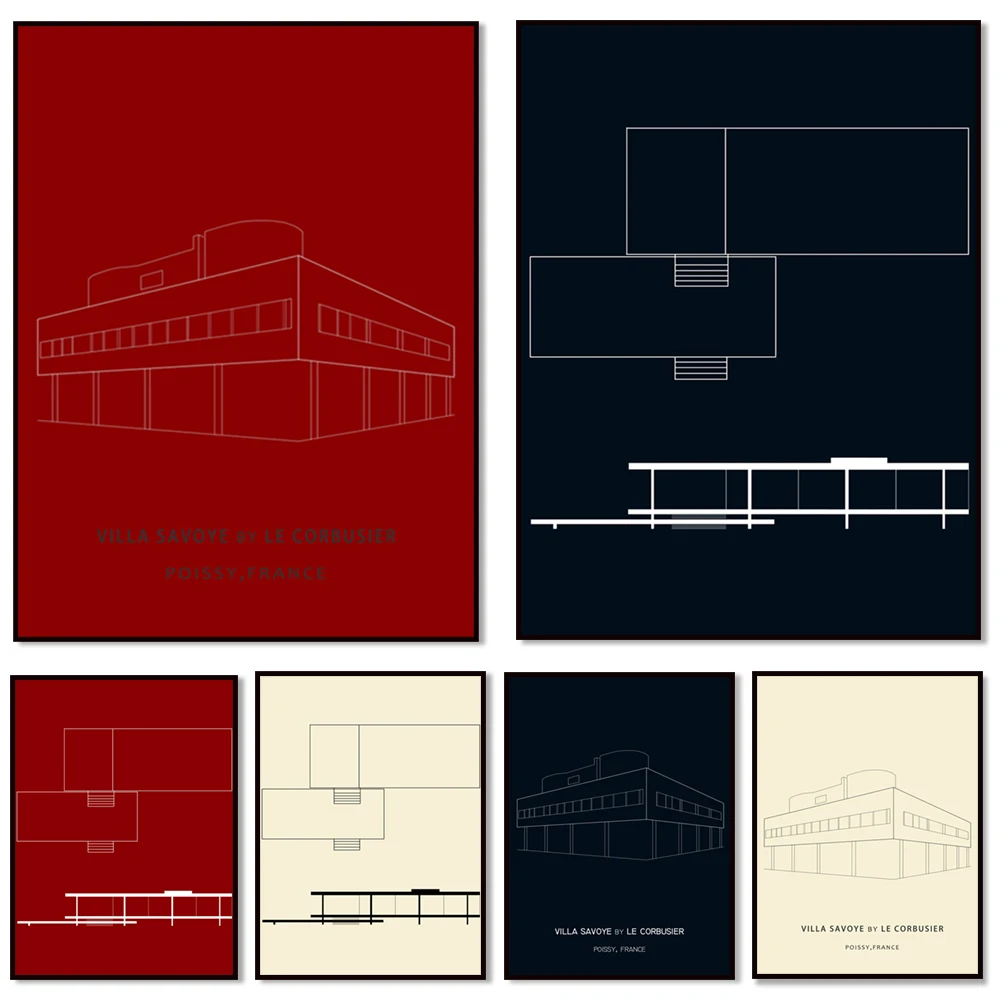 Póster de arquitectura I Casa Farnsworth IVILLA SAVOYE BY LE CORBUSIER |   Impresión minimalista I Diseño de cartel I Decoración de pared