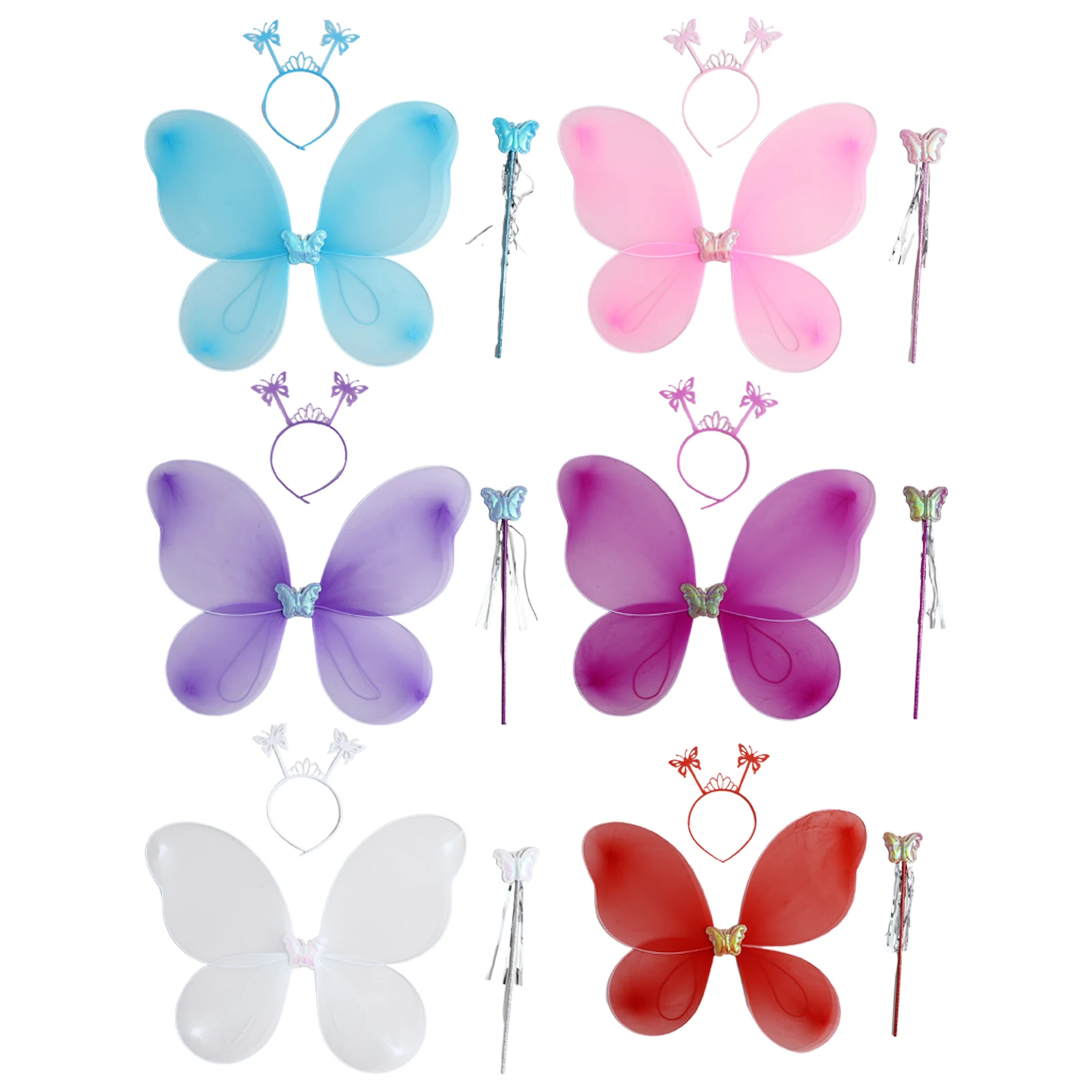 

Набор из 6 пар крыльев феи для взрослых, женщин и подростков, блестящие прозрачные крылья бабочки, костюм феи на Хэллоуин, крылья ангела, оптом