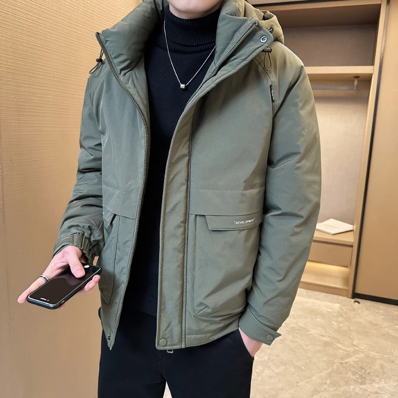 

Men's Winter Puffer Jaet 2024 New Faion Brand Sli Versatile Youth Trendy Warm Thiened Outerwear Casual Urban Sle