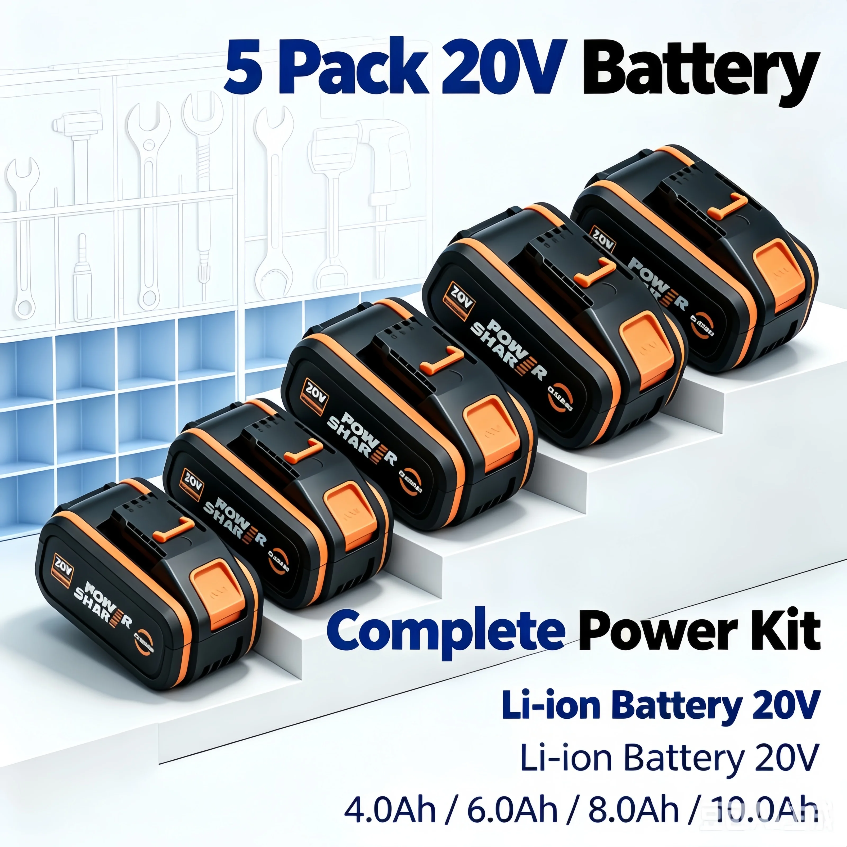 Original WORX 20V 8Ah Large Capacity Battery WA3014 WG630 WX372, Portable Professional Outdoor Garden Power Tool Battery