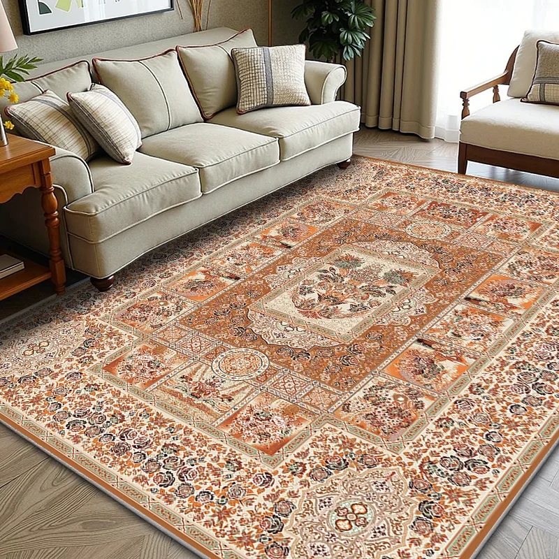 

RAKKS Vintage Bohemian Crystal Large Area Rug Thickened Anti-Slip Floral Print Carpet for Living Room, Bedroom, Entrance Hall