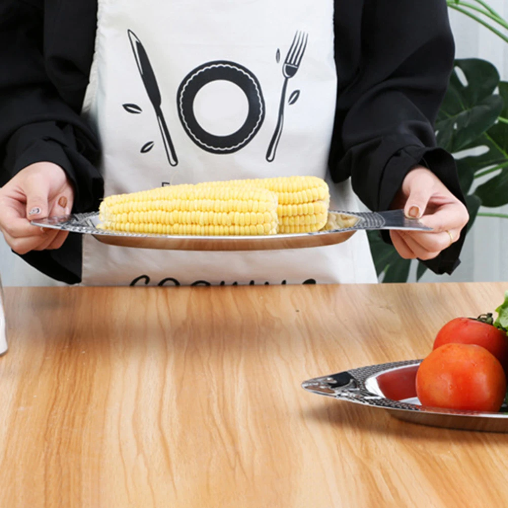 

2Pcs Fish Shaped Serving Plate Stainless Steel Steamed for Birthday Celebration Restaurant Home Kitchen Use