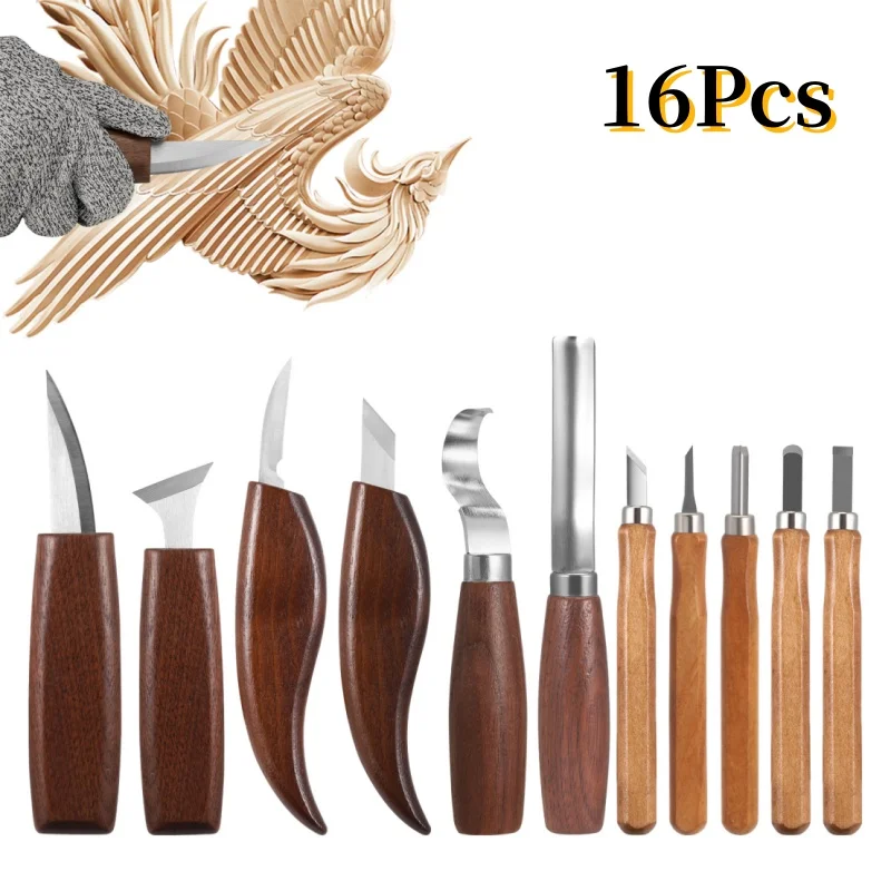 

Набор для резьбы по дереву, 16 шт., инструменты для резьбы по дереву, набор ножей для ручной резьбы, напильник, ложка, набор для резьбы для начинающих, стройка, деревообработка, сделай сам