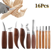 Wood Carving Kit 16PCS Wood Carving Tools Hand Carving Knife Set File Spoon Carving Kit For Beginners Whittling Woodworking DIY