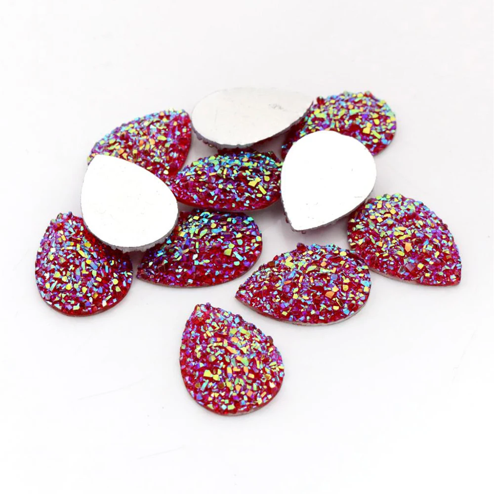 New Fashion 10pcs 18x25mm Drop Style Mix Colors Natural stone types Flat Back Resin Cabochons Cameo