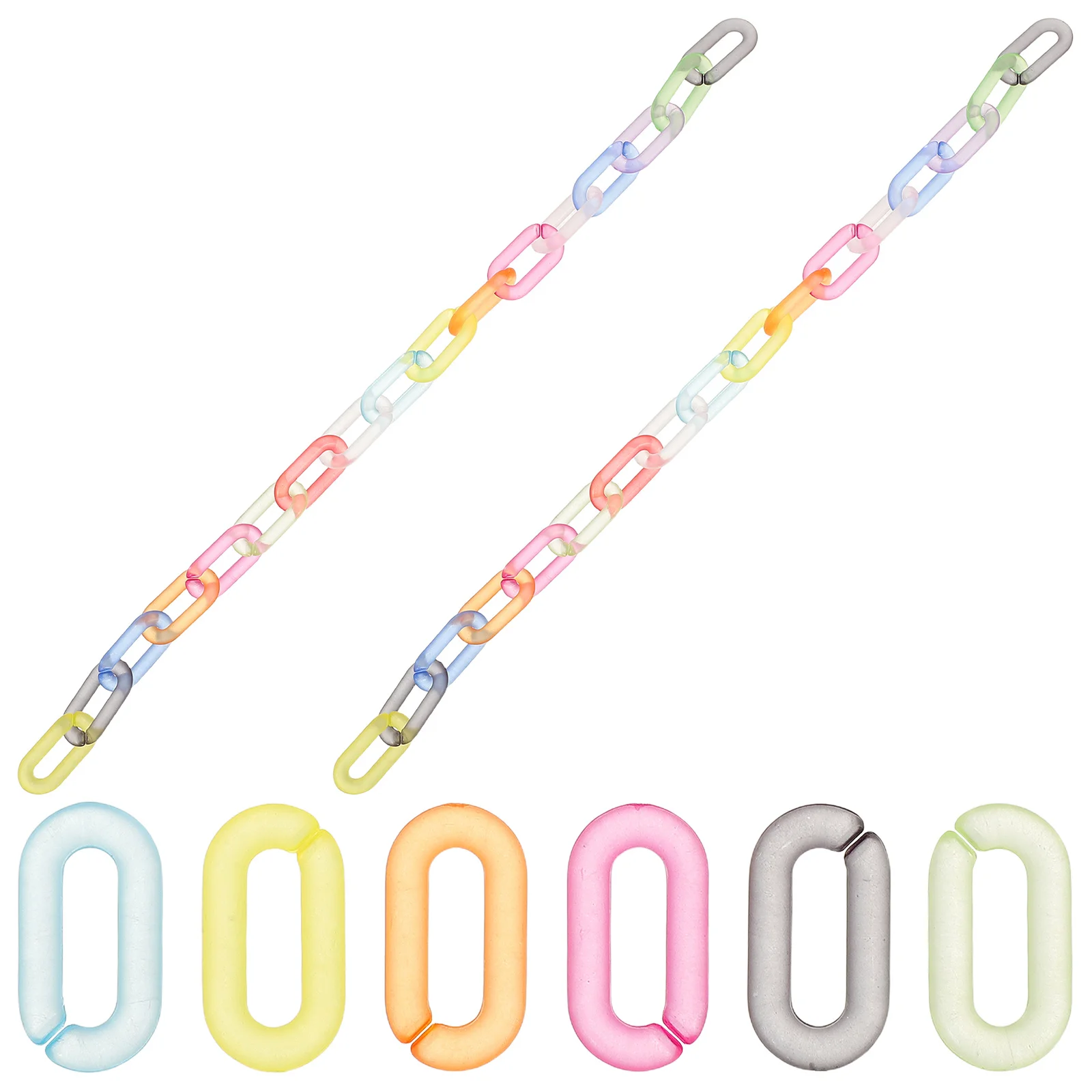 

200Pcs Matte Rainbow Wallet Chain Keychain Acrylic Linking Rings DIY Crafts Jewelry Eyeglass Purse Bag Chains Making
