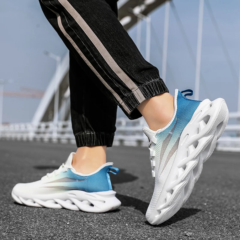 Men's Running Shoes Comfortable Sports Shoes High Quality Shock-absorbing Athletic Train Sneakers Lace Up Breathable Sneakers 45