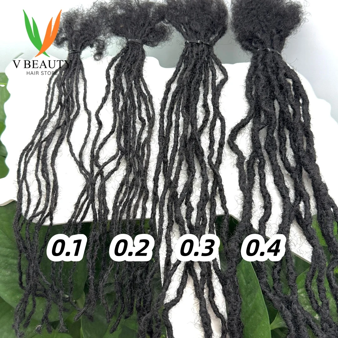 Customized 0.1-0.4cm Width Sisterlocks Dreadlock Extensions Width Handmade Interlock Human Hair Permanent Micro Locs for Women