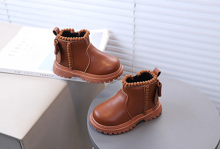 Herbst Mädchen Stiefeletten mit Rückenschleife Kinder Kurzstiefel Weiche Sohle 2026 Neue Mädchen Prinzessinnen-Lederstiefel mit Seitenreißverschluss – Detail 8