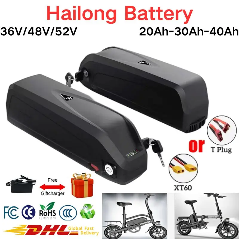 Hailong Battery 36V 48V 52V 20Ah 30Ah Smart BMS Rechargeable Large Capacity For 500W-1500W Ebike Scooter For Octagonal Motors