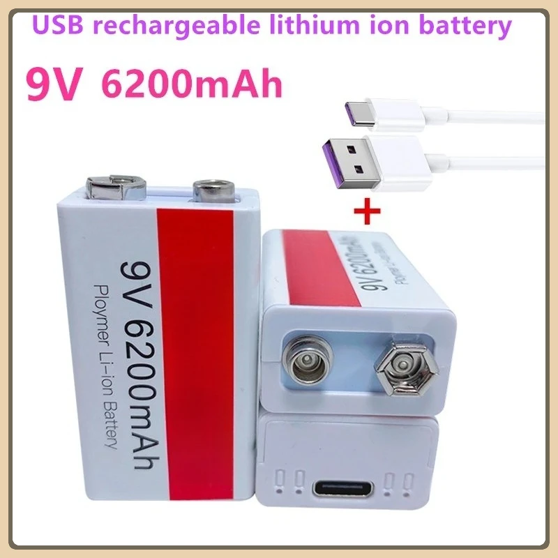 

9V Rechargeable Battery Square Microphone Multimeter Medical Instrument USB Battery