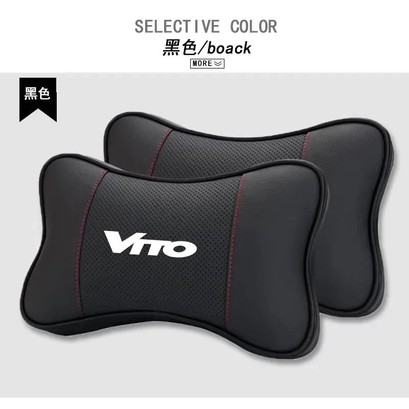 1Pcs Car Seat Headrest Auto Logo Neck Pillow For Mercedes Benz W124 W203 W204 Vito W447 W639 car accessories interior view 5