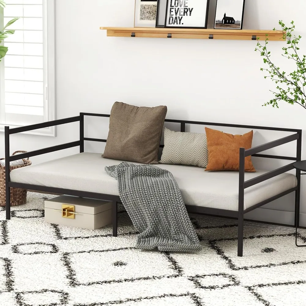 Daybed Frame, Metal Twin Size Platform Bed with Heavy Duty Slat Support, Space-Saving Sofa Bed Frame for Living Room Bedroom