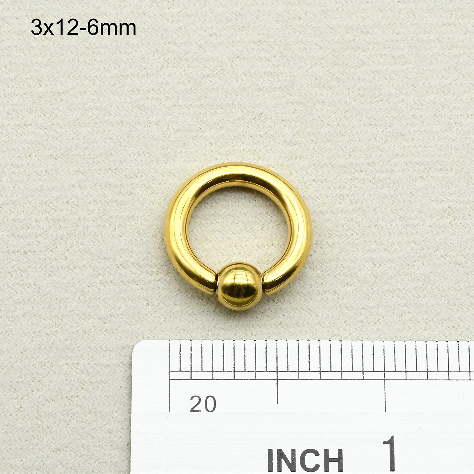 Large Gauge Surgical Steel Septum Piercing Nose Ring, Captive Bead