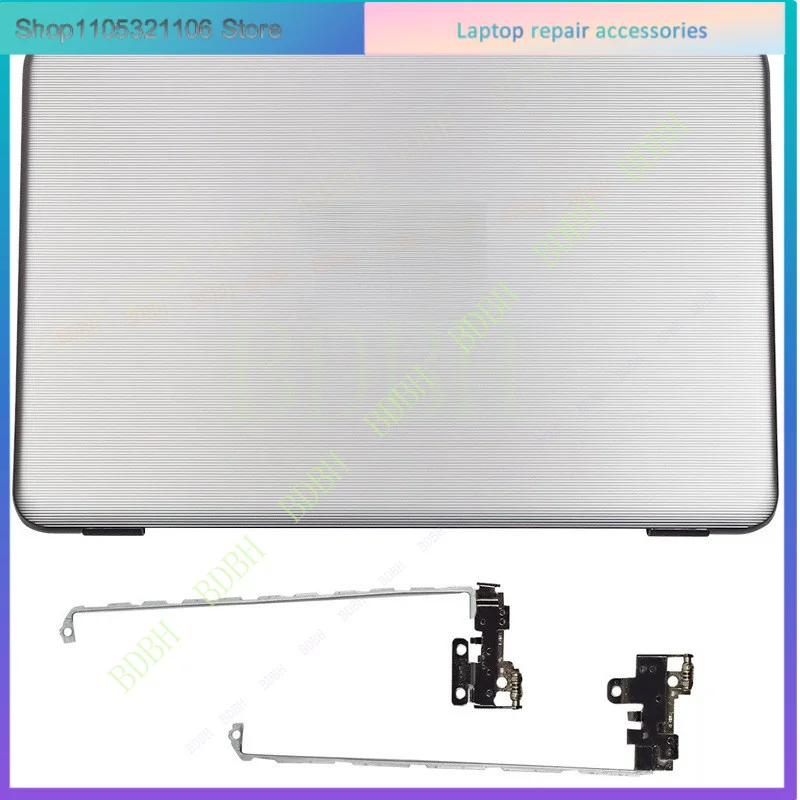Nuevo para HP Pavilion 17-X 17-Y 17-AY TPN-W121: Cubierta Trasera LCD Plateada + Bisagras de Pantalla