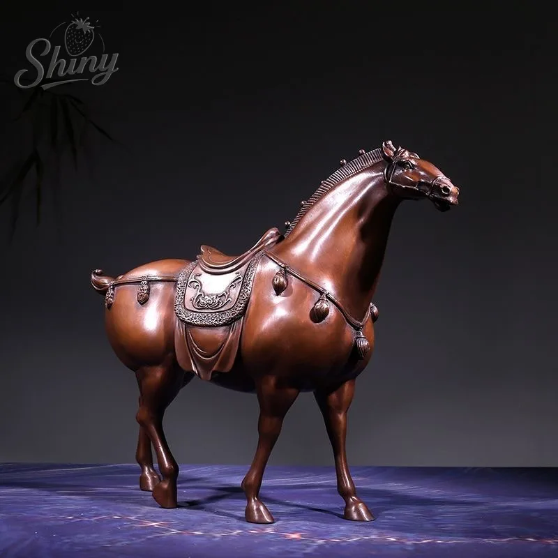Tang Dynasty-style War Horse: Success At First Try Zodiac Animal Bronze Artifact Tang Horse Decorative Gift Craft