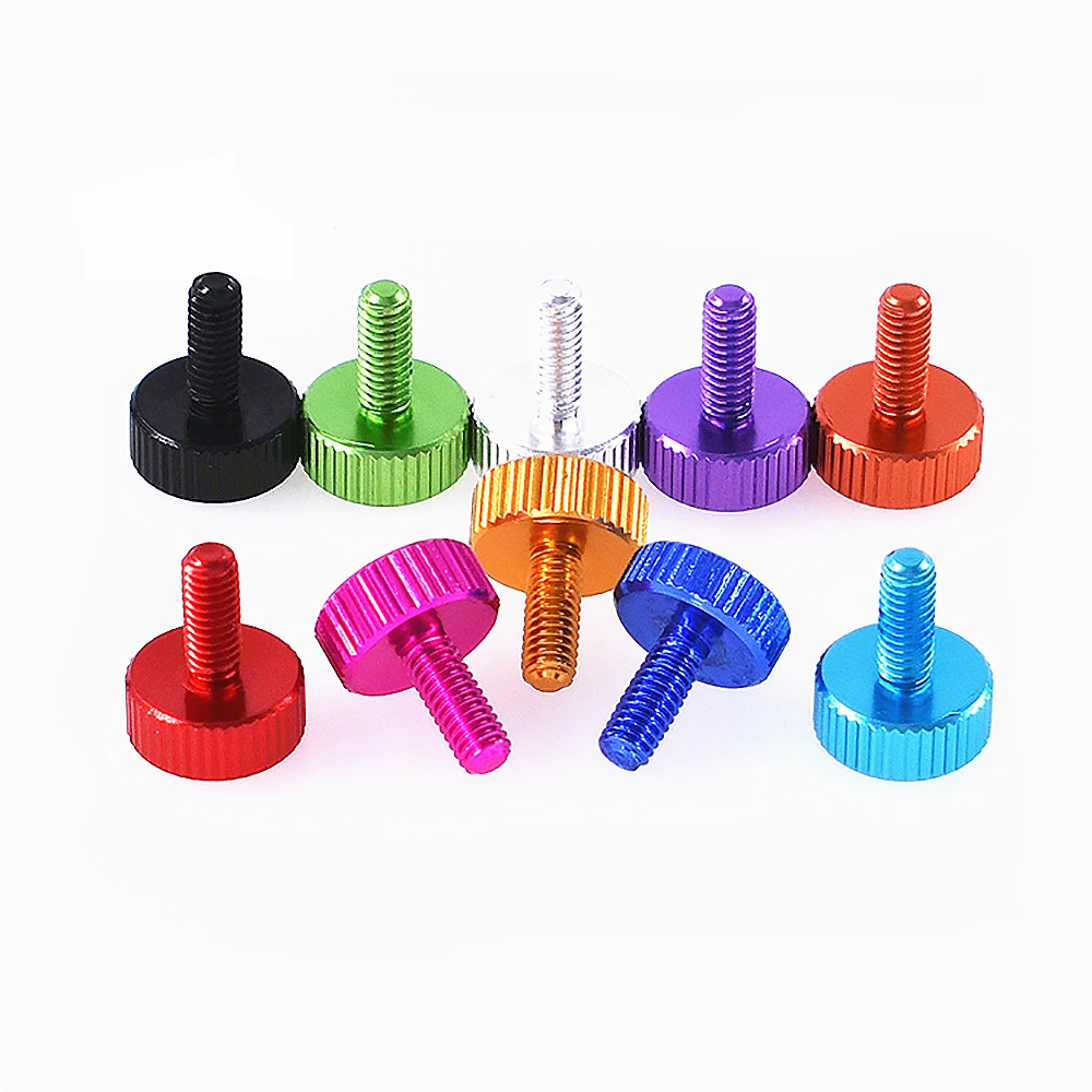 M2 M2.5 M2.6 M4 M5 M6 Aluminum Alloy Knurled Hand Thumb Screw Cylinder Head Hand Tighten Knob Screw Anodized L=4 - 25mm