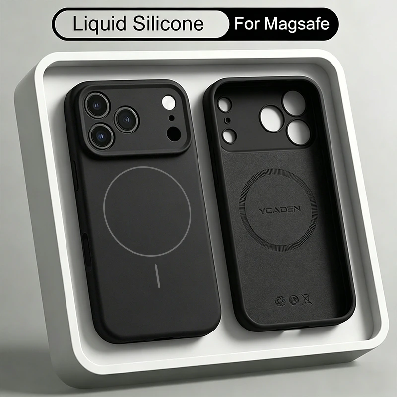 Luxuriöse Flüssigsilikonhülle für Magsafe für iPhone 18 17 Pro Max 17e 16 15 14 13 Pro Max, kabelloses Laden, magnetische Handyhülle