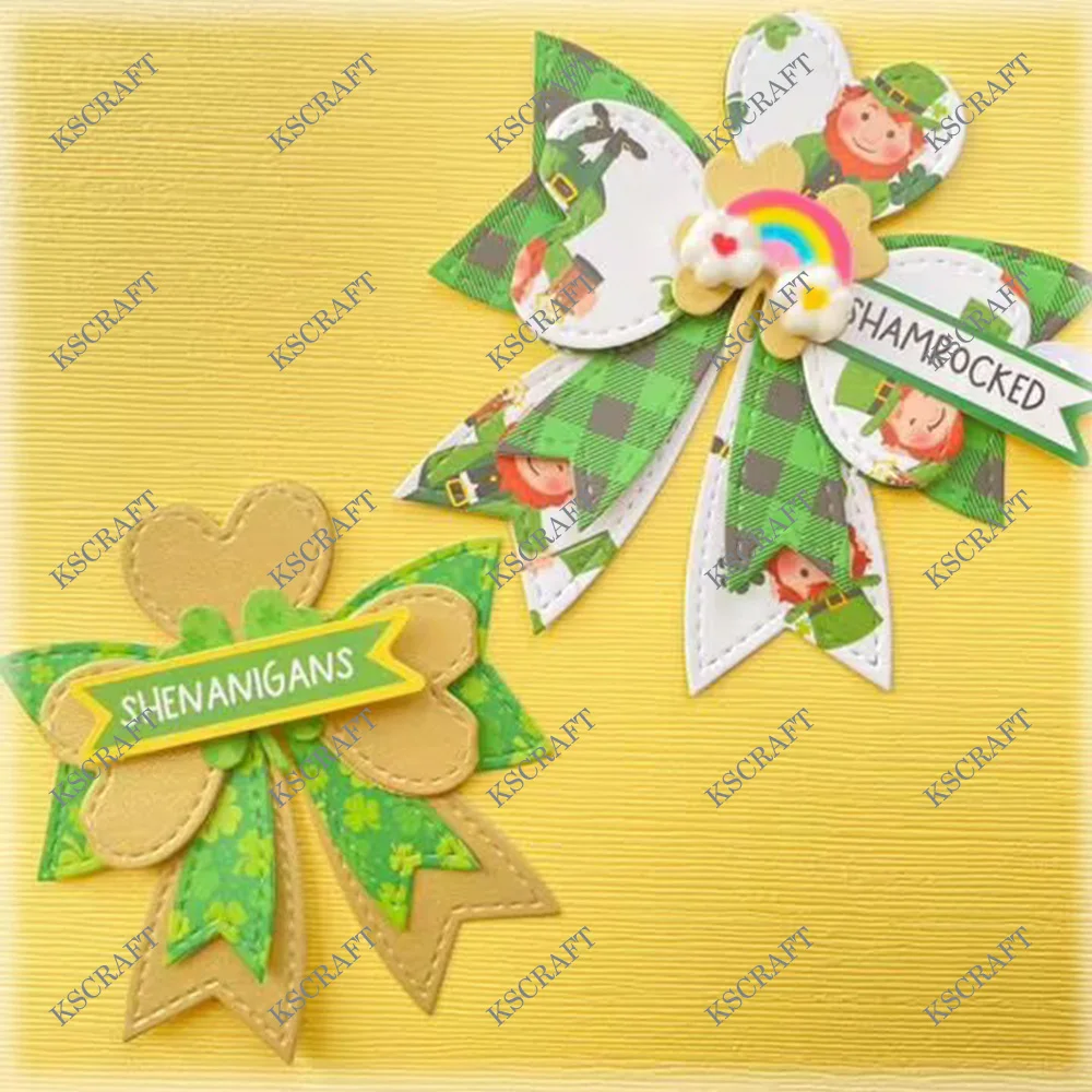 KSCRAFT Shamrock Bows Cutting Dies Stencils for DIY Scrapbooking Decorative Embossing DIY Paper Cards