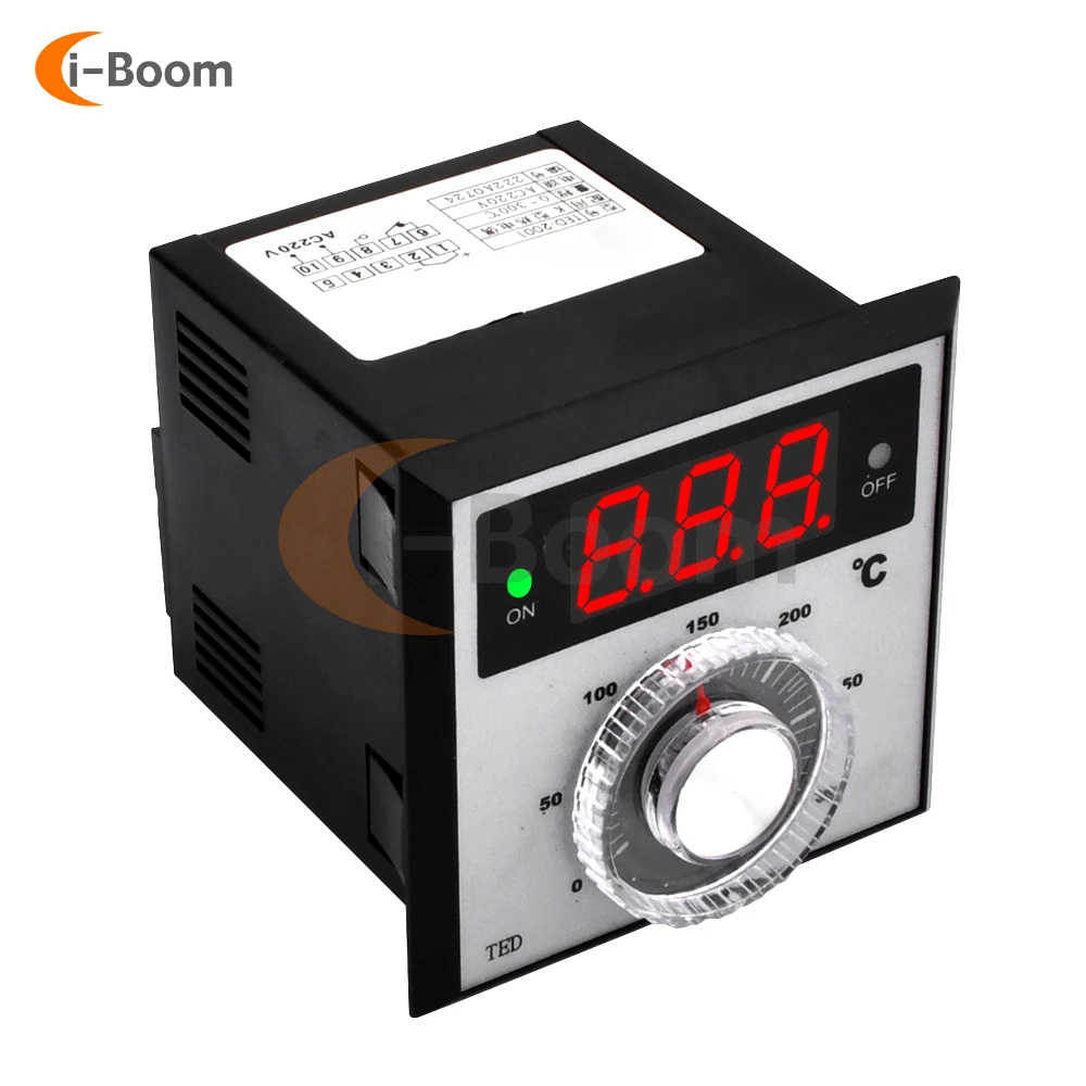 TED-2001 Digital LED Display Temperature Controller AC 220V 0- 300 Degree K Type Thermocouple Thermostat Regulator