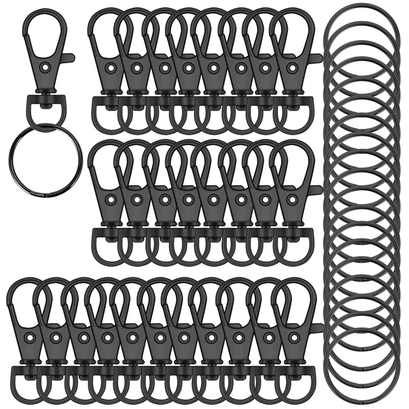 100PCS Swivel Snap Hooks With Key Rings, Metal Lobster Claw Clasp, Keychain Rings For Crafts