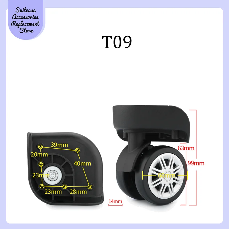 For SJTOBOL T09 Rotating Smooth Silent Shock Absorbing Wheel Accessories Wear-resistant Universal Wheel Replacement Suitcase