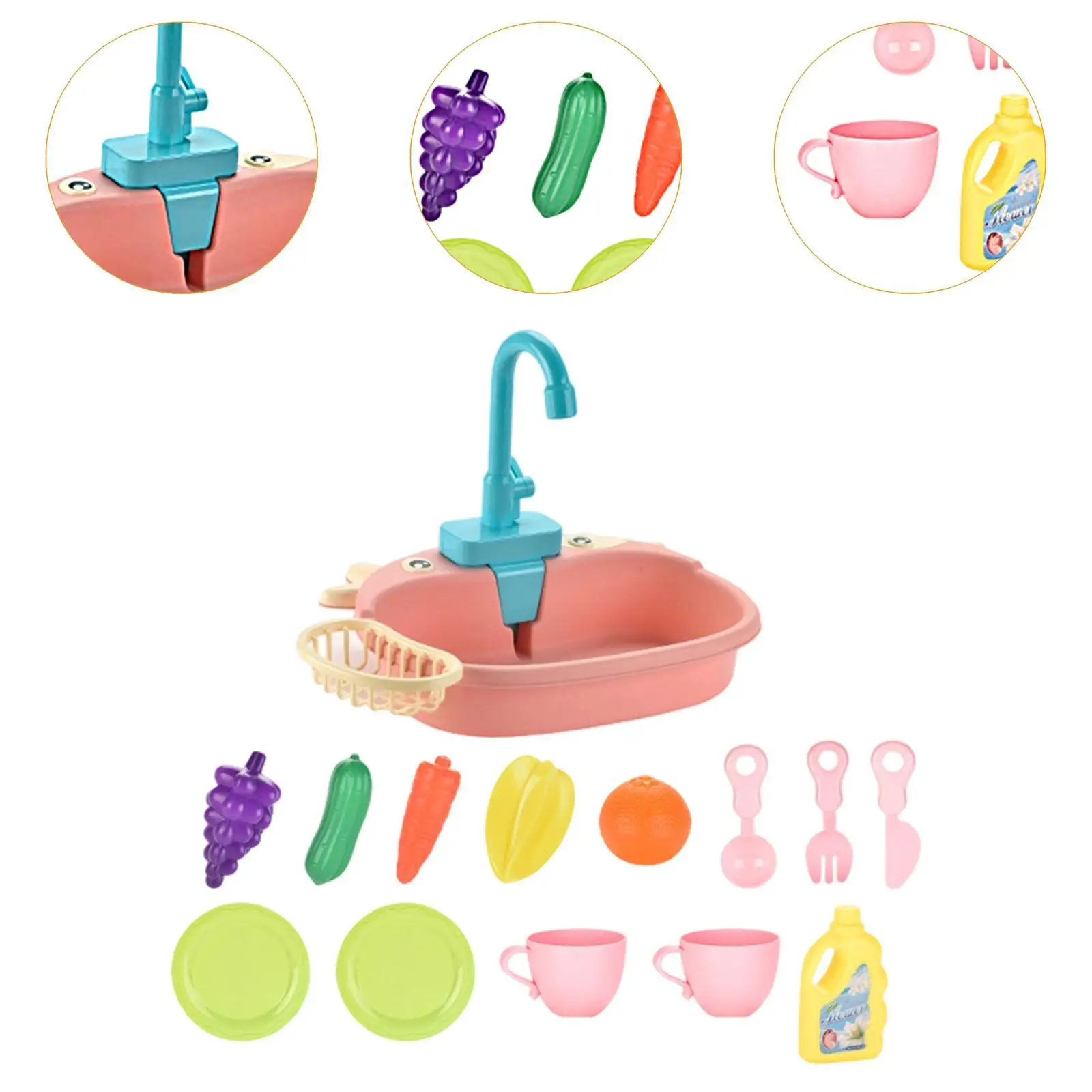 Jouets d'évier de cuisine avec système de Circulation d'eau électrique d'eau courante, jouets de Simulation pour garçons, enfants, filles, tout-petits
