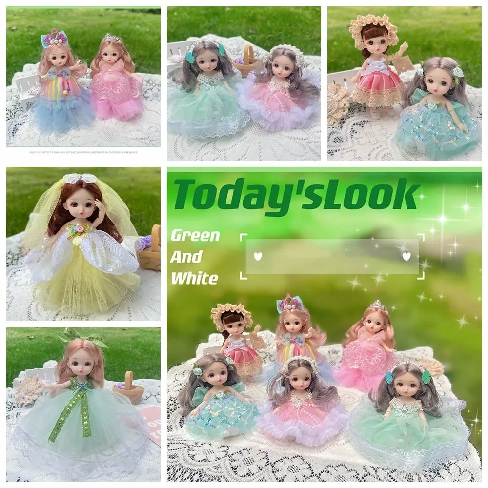 16 Cm Big Eyes Princess BJD Doll Movabl 13 Joints 16cm Bjd Doll Sweet Thick Hair 13 Movable Joints Mini Girl Toy Girls Gifts