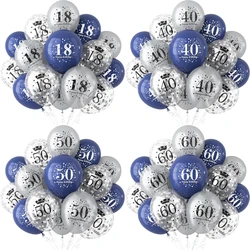 18th 30th 40th 50th 60th 70th Birthday Balloons Men Women Happy 18th Balloons Navy Blue Silver 40th Birthday Anniversary Decorat