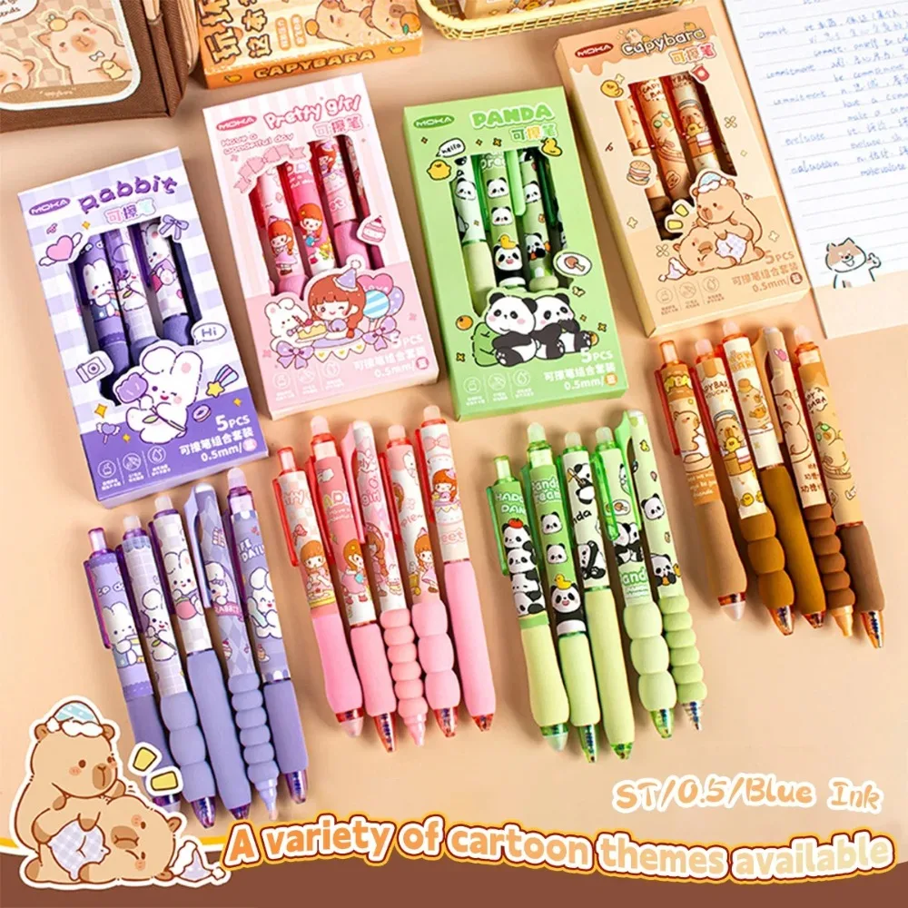 

Cute Capybara Animal Gel Pens Erasable & Refillable Ink Pens Smudge-Free Writing for School Office Supplies Stationery Gifts