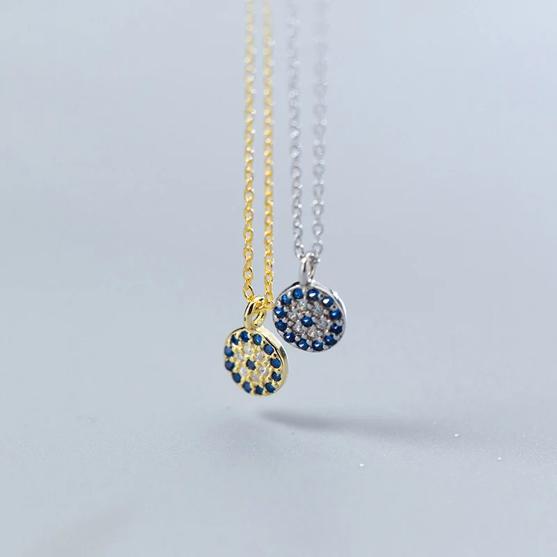Modian Blue Crystal Eyes Pendants Classic Fashion 925 Sterling Silver Gold Color Necklace For Women S925 Silver Fine Jewelry