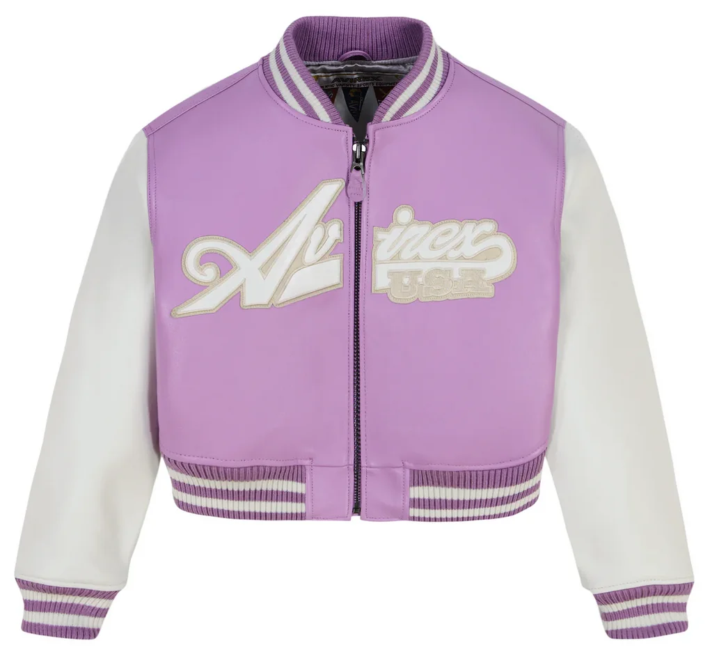 Avirex New Varsity Jacket European Antique Sheepskin Jacket Violet Sports Casual Women's Genuine Leather Clothing Clothing Tops