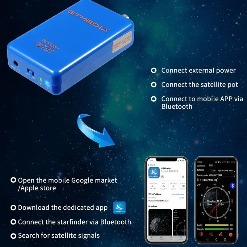 GTmedia Satellite Finder V8 Finder BT05 DVB-S2 Bluetooth Sat-Finder Android IOS Decoding Digital Signal Amplifier TV tuners