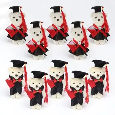 

10Pcs DIY Bouquet Materials Standing Mini Graduation Bear Graduation Season Decoration Adorn Mini Graduate Bears