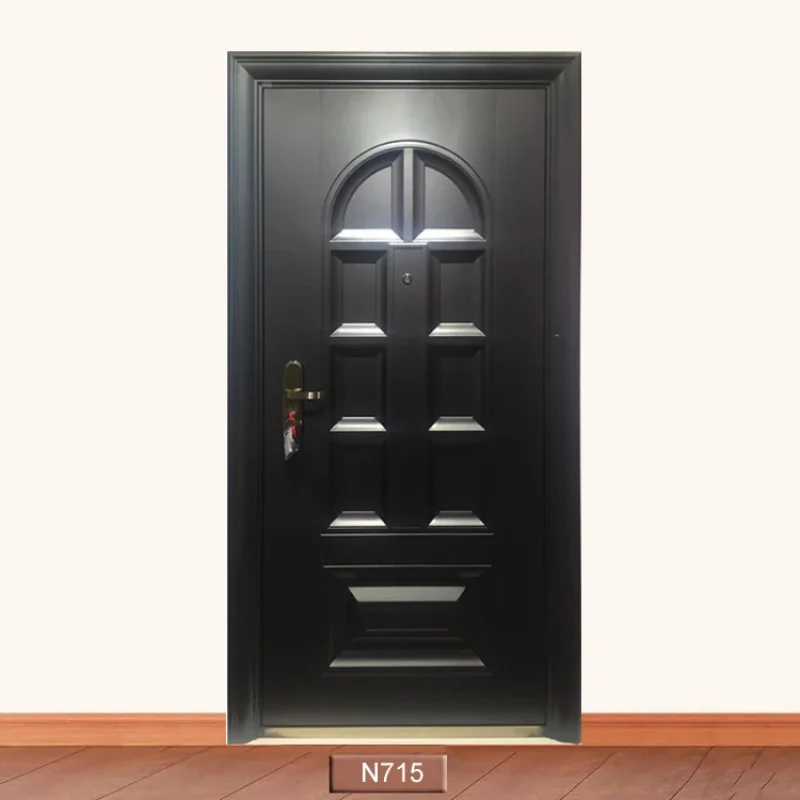 Hotel Entry Popular Hot Sale Beautiful Fluorocarbon Paint Steel Security Doors Swing Graphic Design Office Building Modern