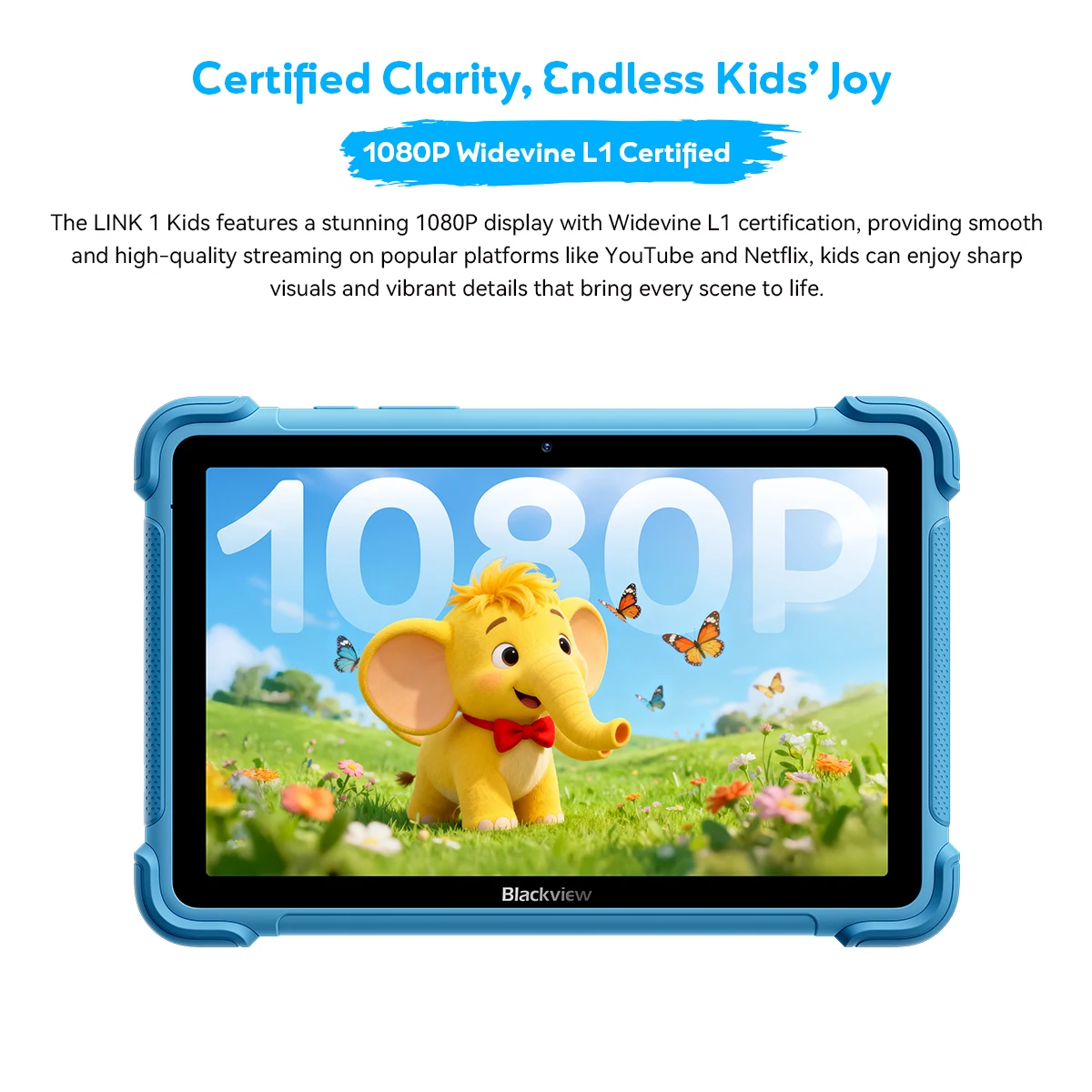 Blackview LINK 1 Kids Tablets 8.68'' HD IPS Display Widevine L1 64GB Android 16 Children's Learning and Play Tablet Pad