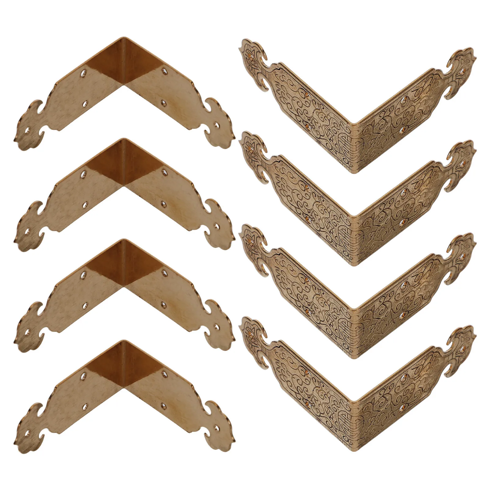 

8pcs Vintage Brass Corner Protectors Embossed Metal Edge Guards For Wood Boxes Cabinets Furniture Decorative Box Corner Trim