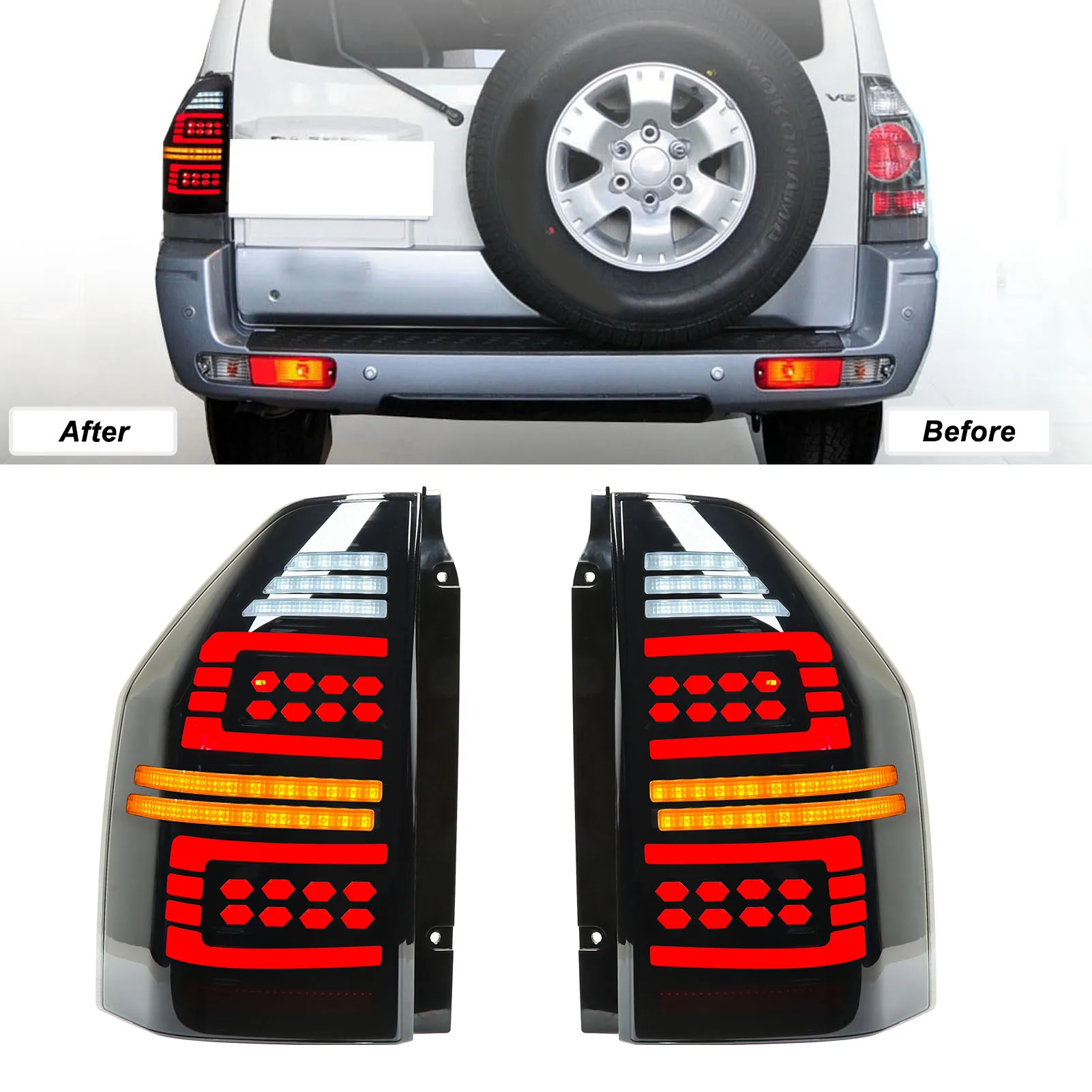 

For Mitsubishi Pajero V73 V77 V87 2009-2020 1 Pair LED Tail Light Assembly Brake Turn Signal Fog Width Indicator Reversing Light