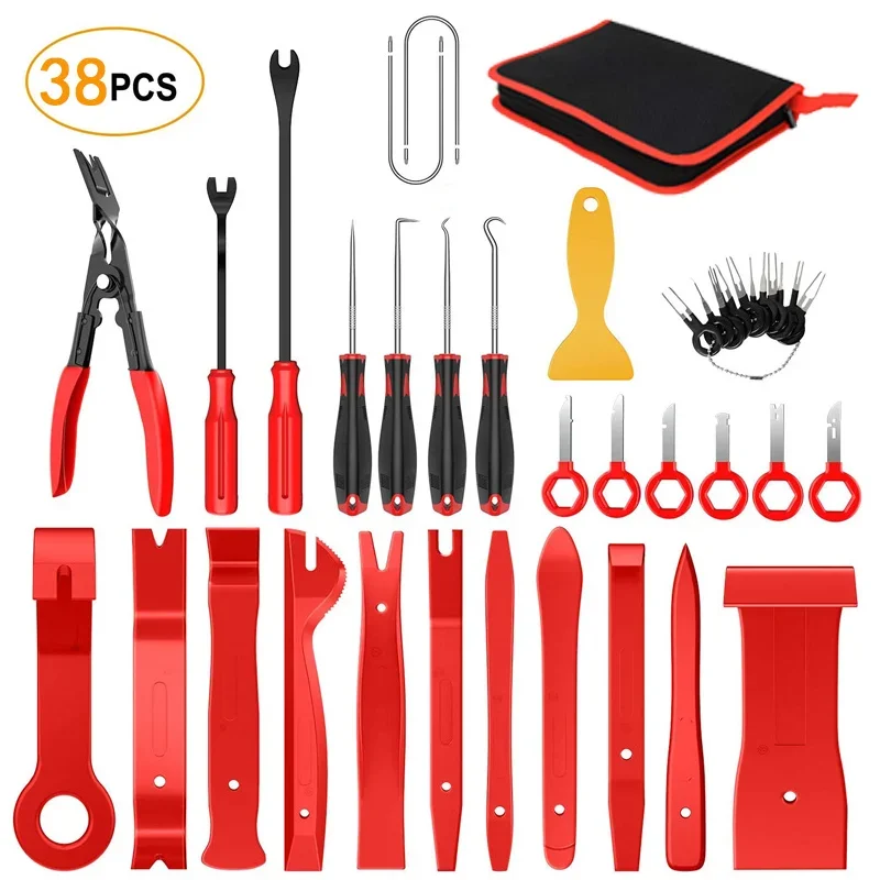 7/11/19/38Pcs Car Audio Disassembly Tool Car Clip Rivet Fastener Door Panel Trim Repair Audio Trim Panel Dashboard Removal Kit